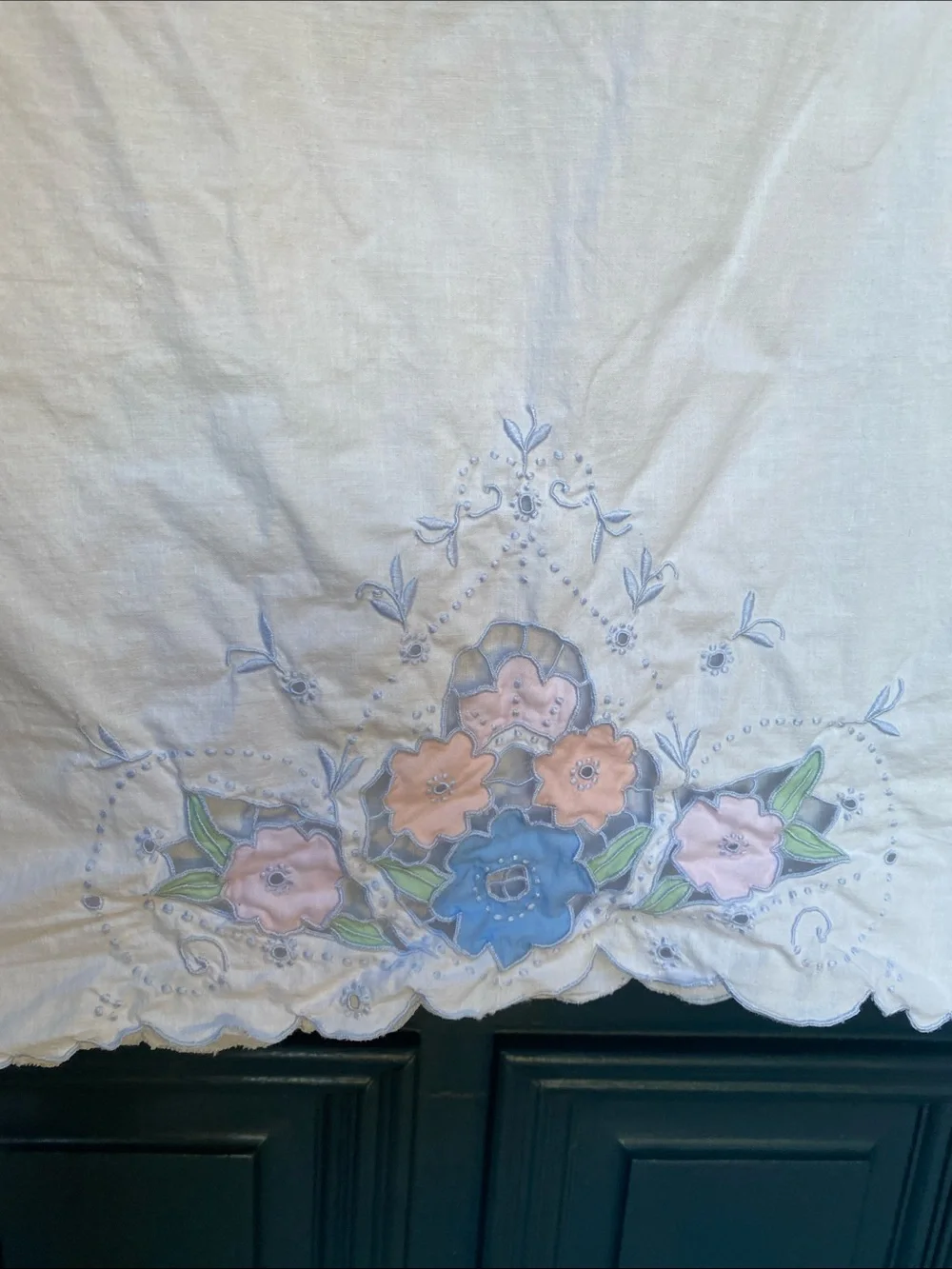 Vintage pillowcase with gorgeous needlework